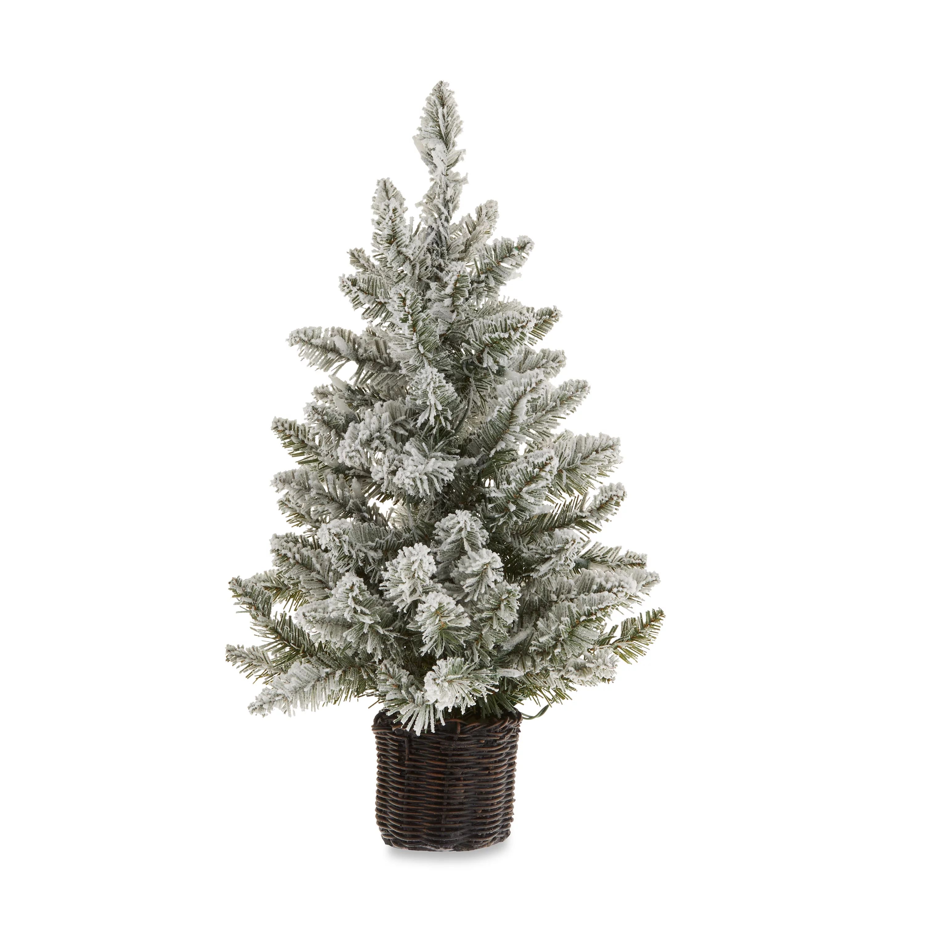 24" Pre-Lit Cooper Flocked Spruce Artificial Christmas Tree with Clear LED Lights by Holiday Time | Walmart (US)