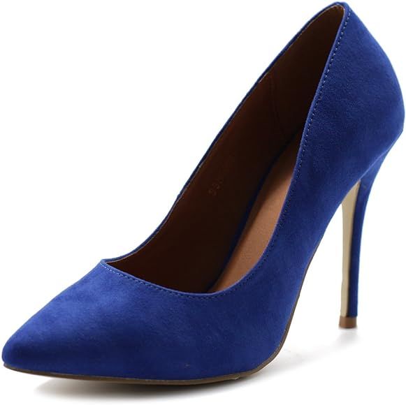 Ollio Women's Faux Suede Point Toe Shoe High Heel Multi Color Pump | Amazon (US)