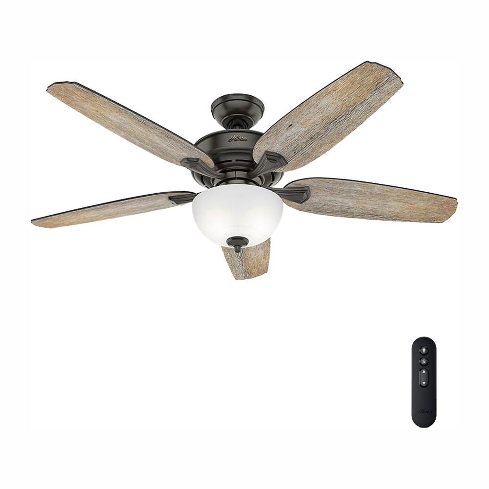 Channing 54 in. LED Indoor Easy Install Noble Bronze Ceiling Fan with HunterExpress feature set | The Home Depot
