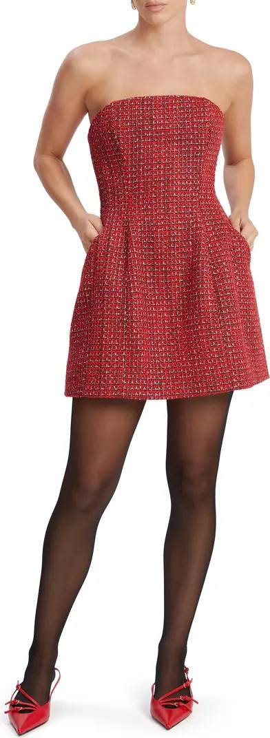 Bardot Karoline Metallic Strapless Bouclé Sheath Dress | Nordstrom | Nordstrom