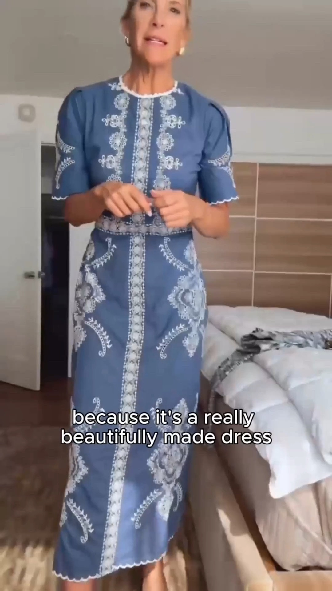 Blue embroidered midi dress outfit for effortless summer style.

#LTKootd #LTKOver40