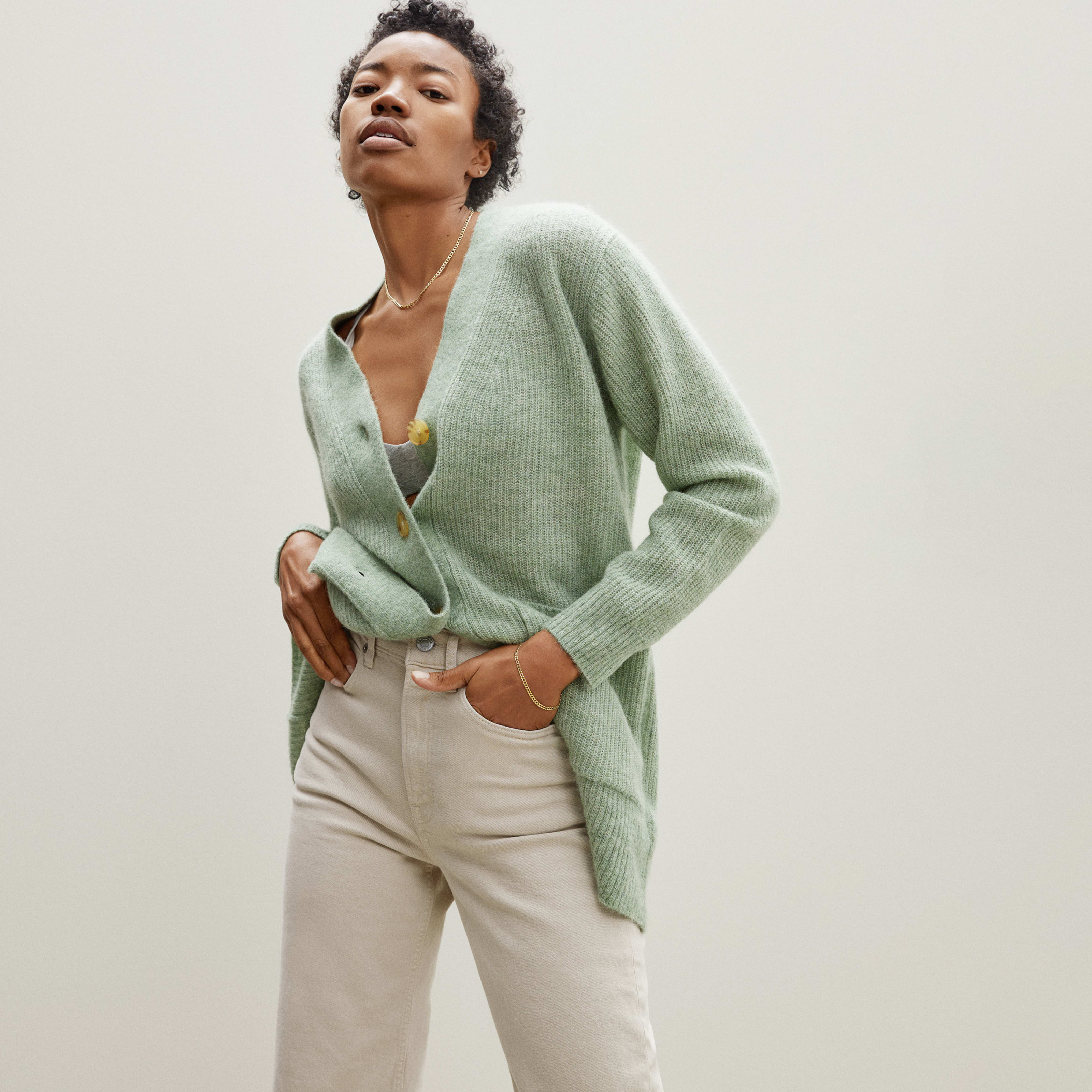 Women's Oversized Alpaca Cardigan by Everlane in Heathered Laurel, Size S | Everlane