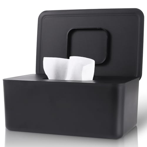 LEQXGO Baby Wipes Dispenser, Wipes Dispenser Baby Wipes Case, Baby Wipe Holder for Fresh Wipes, Non-Slip Wipes Case, Wipe Container with Sealing Design Lid (Black) | Amazon (US)