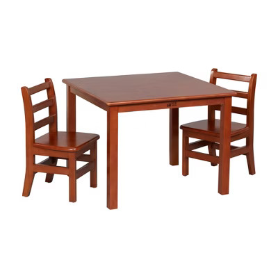 ECR4Kids 30in x 30in Square Hardwood Table and Two 12in Chairs, Dark Walnut, 3-Piece | Target