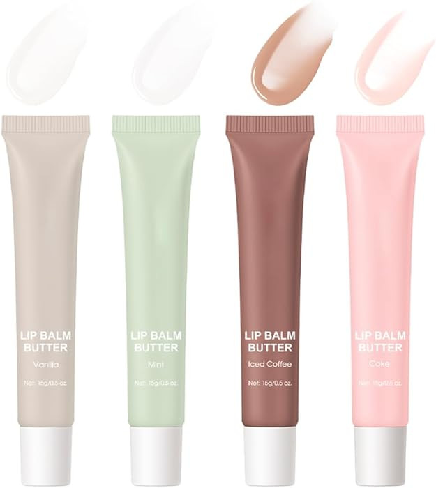 4 Flavors Lip Glossy Butter Balm Lip Tint Hydrating Lip Gloss, Soothes & Softens Dry Lips High Sh... | Amazon (US)