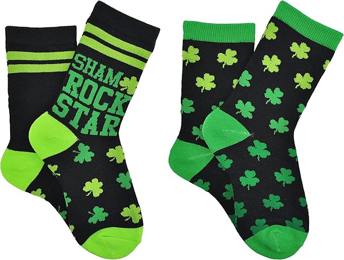 Everything Legwear Kids St. Patrick's Day Crew Socks (2 Pair) - Fits Kids Shoe Size 9-3 | Amazon (US)