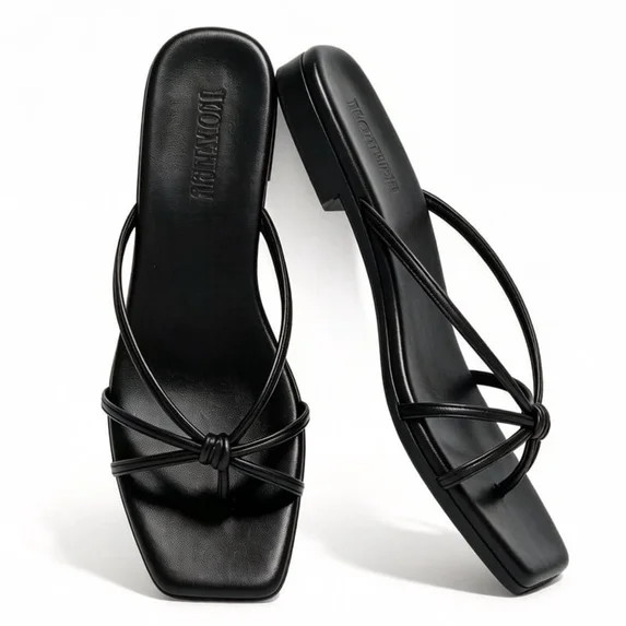 BERANMEY Flat Strappy Sandals for Women Comfortable Dressy Slip-On Summer Flip Flops Sandals with... | Walmart (US)