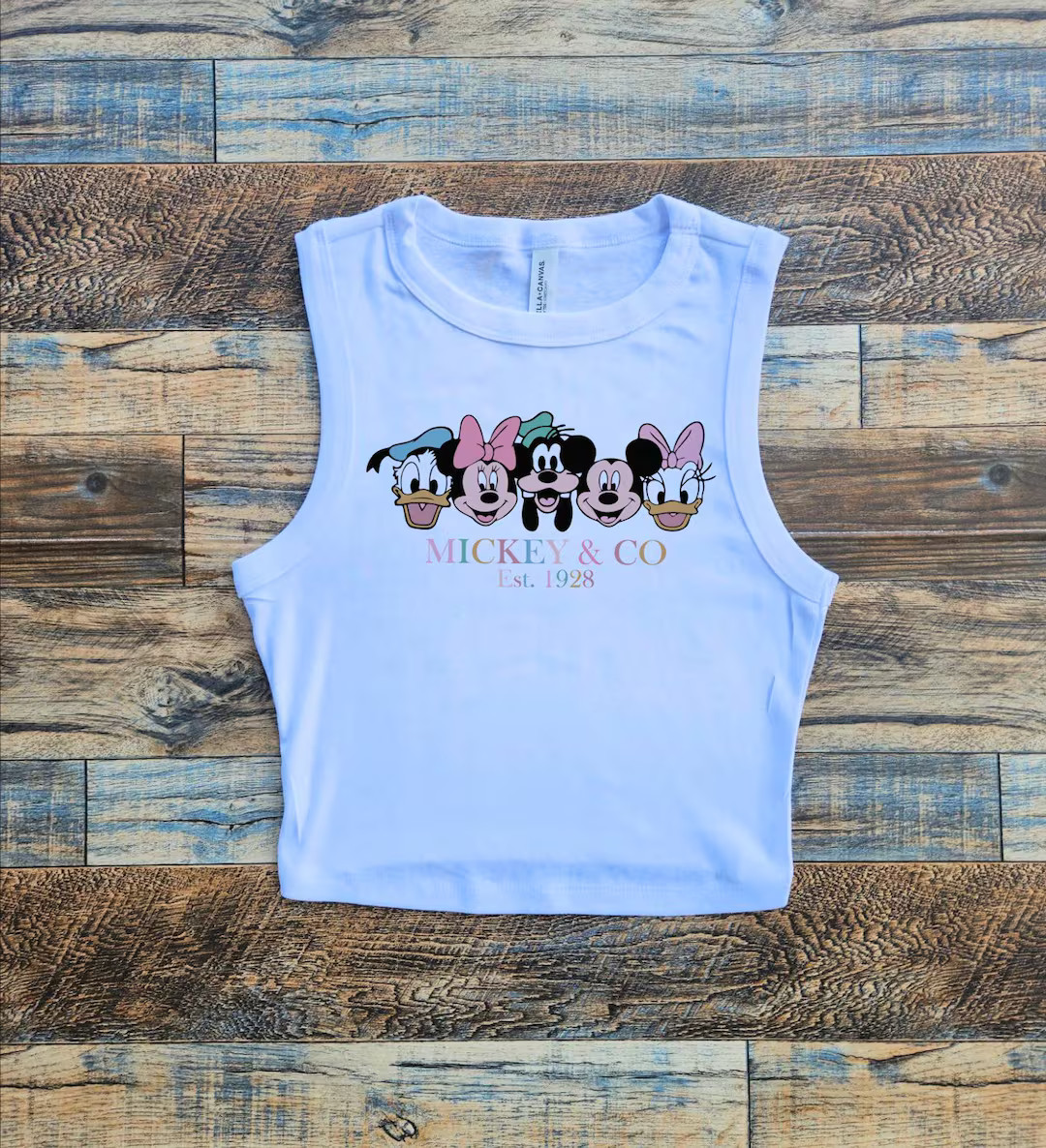 Pastel Mickey Co Tank, Disney Friends Spring Baby Tee, Retro Summer Pink Minnie Donald, Womens Cu... | Etsy (US)