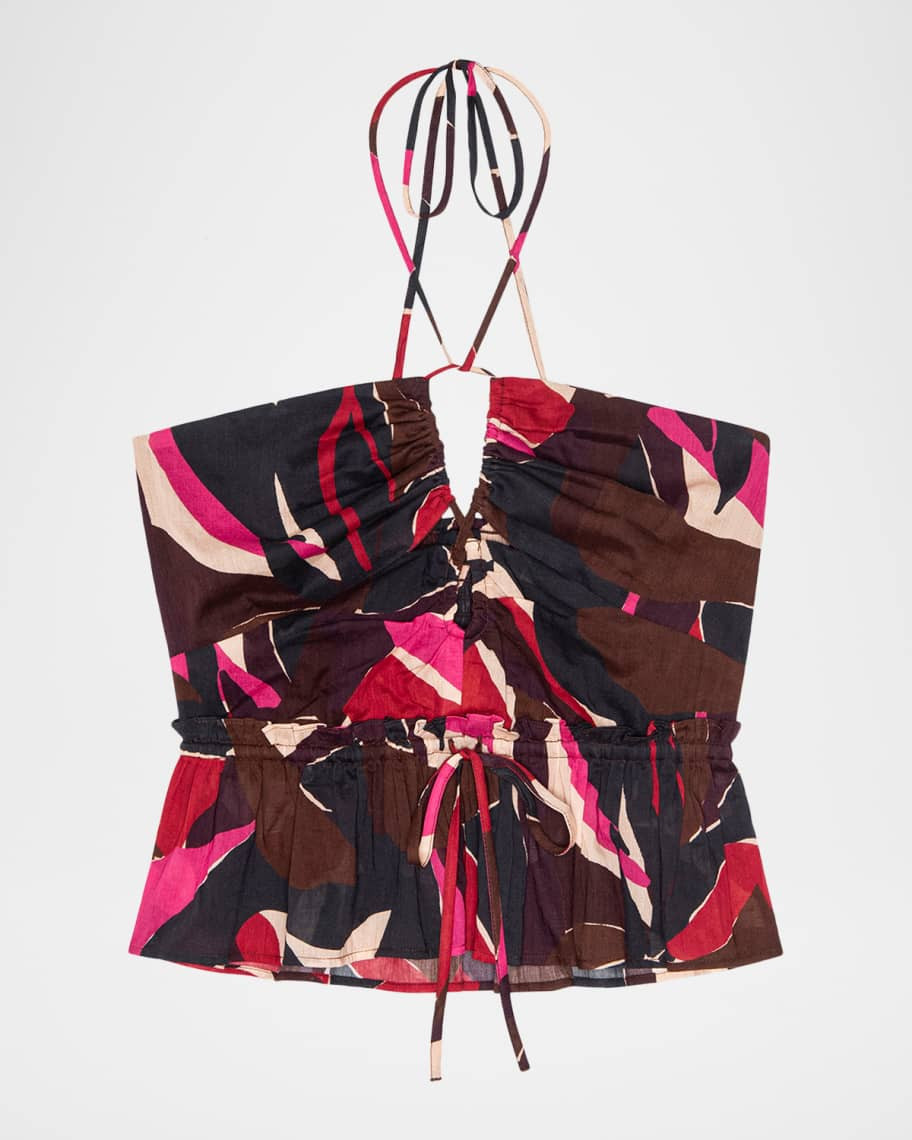 Dulce Printed Halter Crop Top | Neiman Marcus