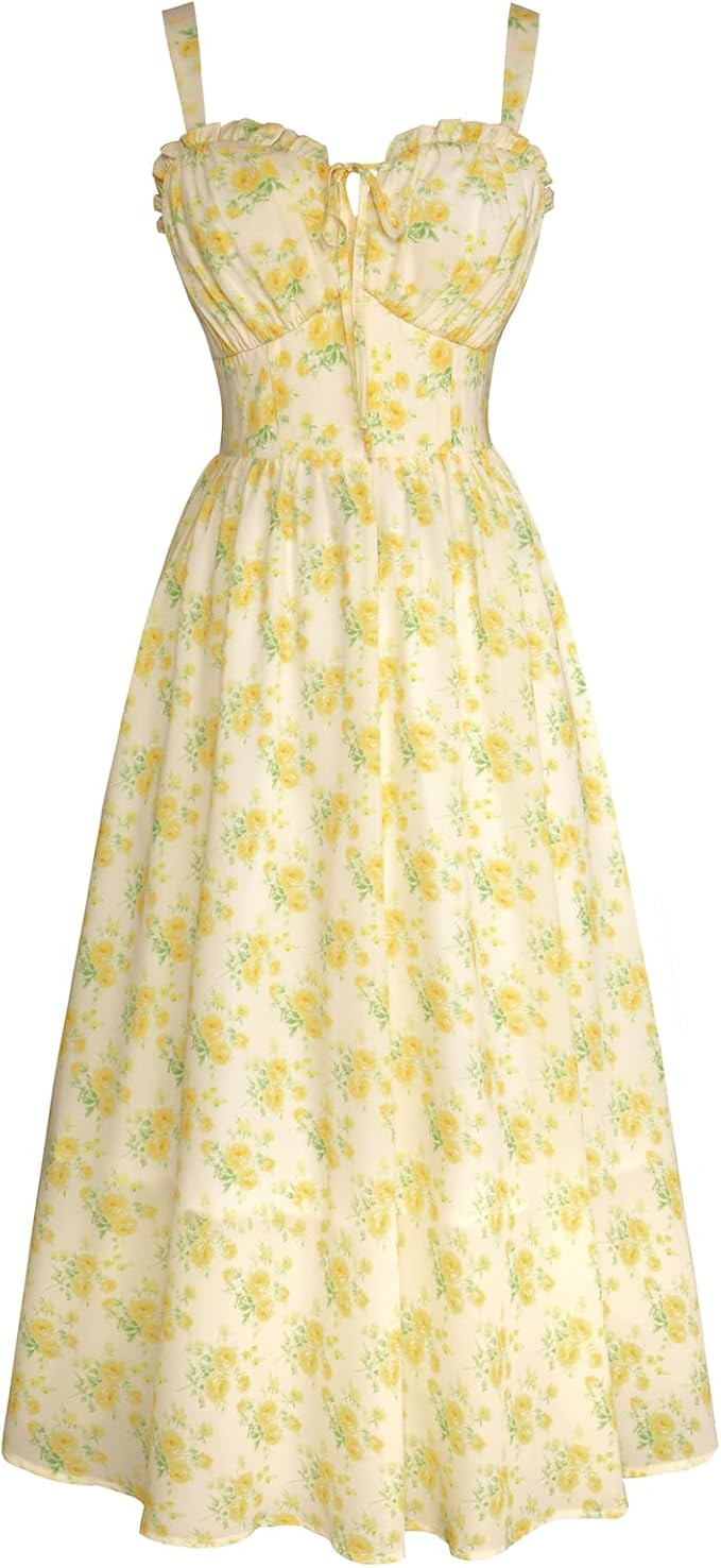 Scarlet Darkness Summer Dresses for Women 2026 Floral Corset Dress Long Milkmaid Dress with Pocke... | Amazon (US)