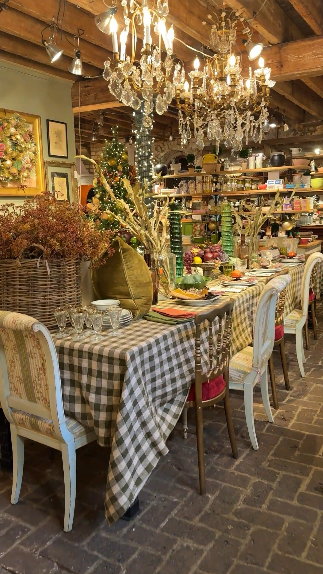 Visited The Paris Market in Savannah recently, and wow — the showroom is absolutely gorgeous!! 😍😍😍 This dining setup stopped me in my tracks… vintage chairs, gingham linens, warm gold lighting, and all those layered textures that make a space feel collected and full of charm. 🎄🍽️✨ It’s cozy, nostalgic, and such a beautiful inspiration for Thanksgiving or holiday hosting. 🍾 I linked similar vintage-inspired pieces so you can recreate this dreamy, old-world dining look at home. 🫶🏻
#DiningRoomInspo #VintageStyle #HolidayHosting 

#LTKHome #LTKGiftGuide #LTKHoliday