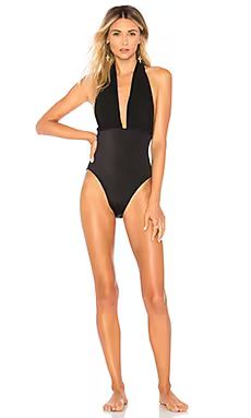 Norma Kamali Halter Low Back One Piece in Black from Revolve.com | Revolve Clothing (Global)