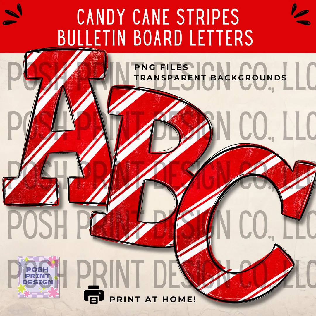 Candy Cane Alphabet Clip Art | Bulletin Board Letters | Transparent PNG | Commercial Use - Etsy | Etsy (US)
