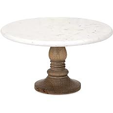 IMAX Lissa Marble Cake Stand in White – Handcrafted Cake Pedestal, Marble and Mango Wood Displa... | Amazon (US)