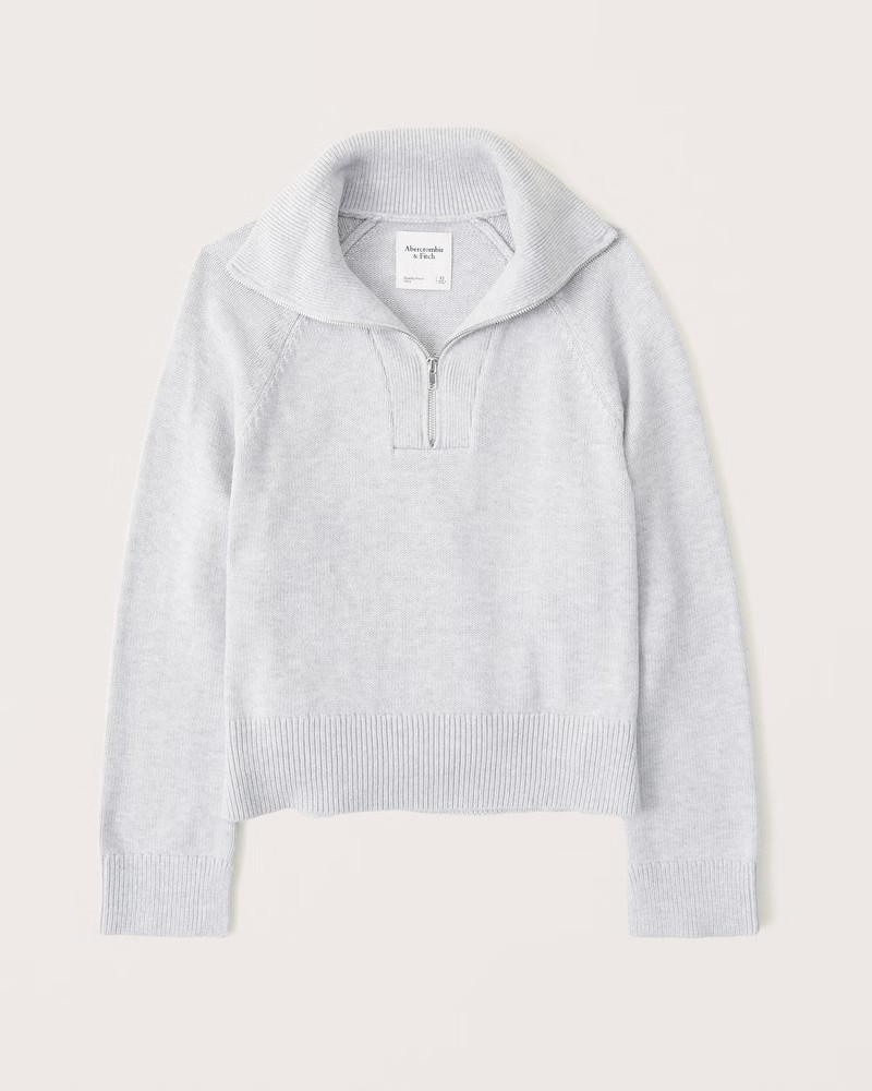 Abercrombie & Fitch Women's Half-Zip Sweater in Grey - Size S | Abercrombie & Fitch (US)