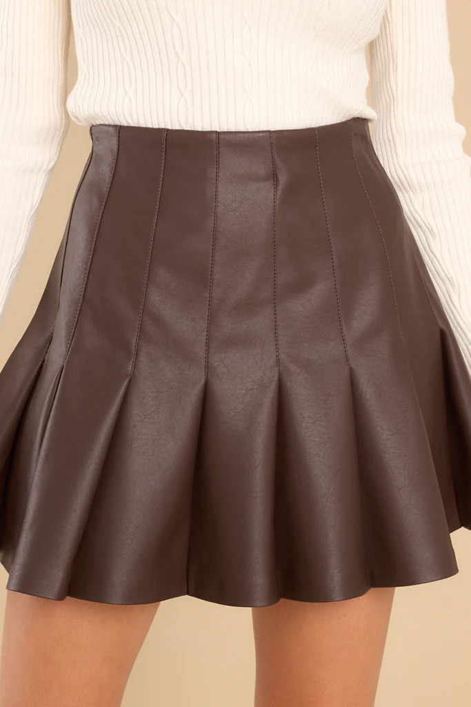 Oh So Thankful Faux Leather Brown Skirt | Red Dress 