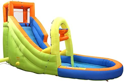 BANZAI Plummet Falls Adventure Slide, Length: 14 ft 4 in, Width: 9 ft 6 in, Height: 8 ft, Inflata... | Amazon (US)