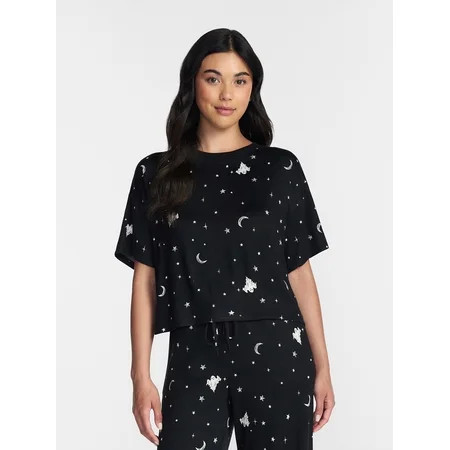 Way to Celebrate Women's Hacci Knit Short Sleeve Sleep Top, Sizes XS to 3X | Walmart (US)