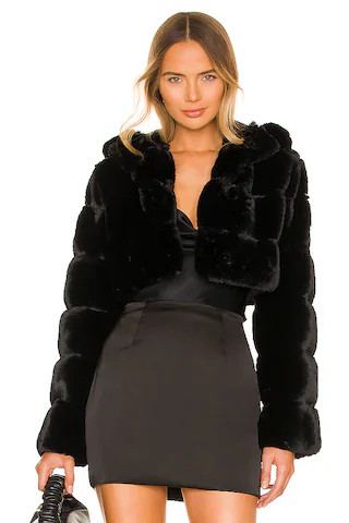 Cleobella Cropped Faux Fur Jacket in Chocolate Brown | Revolve Clothing (Global)