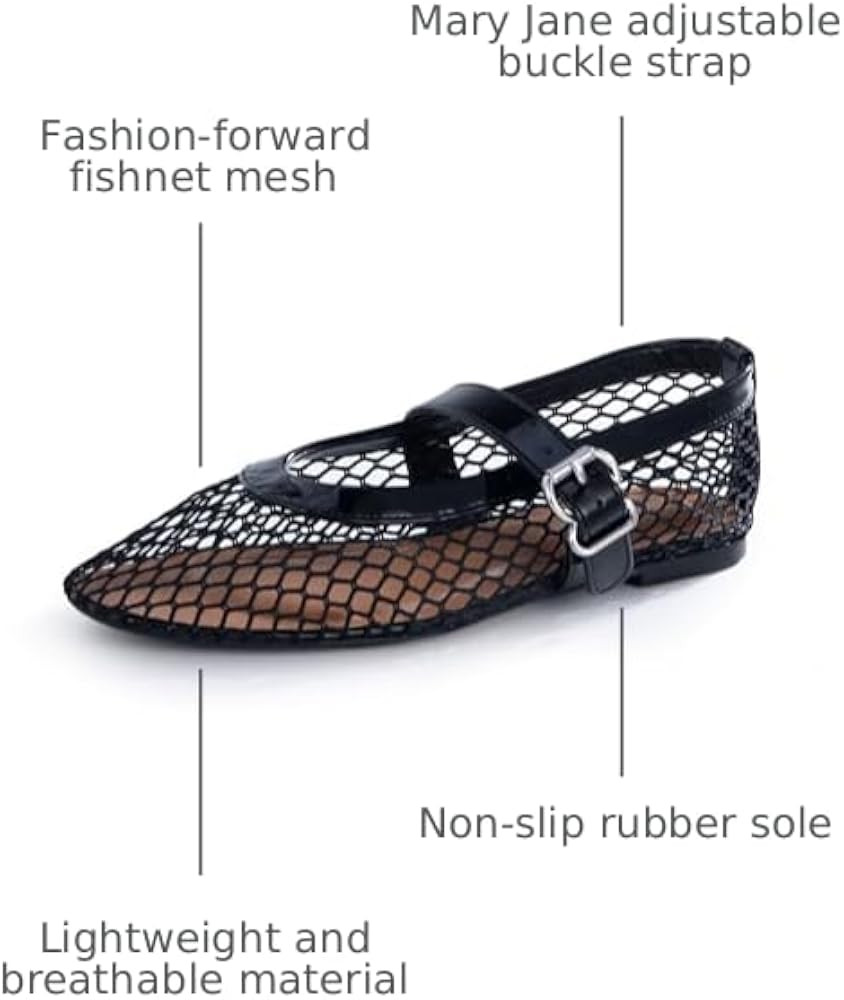 EMMA NEW YORK Mesh Ballet Flats for Women, Mary Jane Mesh Ballet Flats Shoes for Women with Buckl... | Amazon (US)