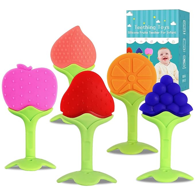 5 PCS Baby Teething Toys, Bagvhandbagro Soft Fruit Teething Toys for Babies Over 3 Months, Silico... | Amazon (US)