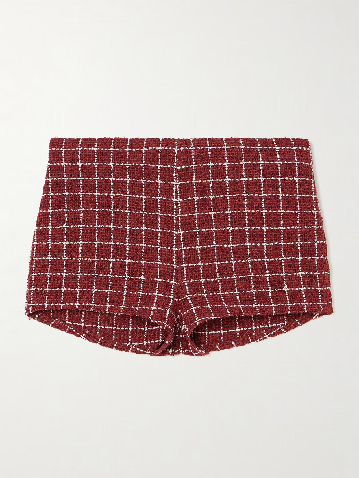 LIBEROWE - Madeline Checked Bouclé-tweed Shorts - Burgundy | NET-A-PORTER (US)