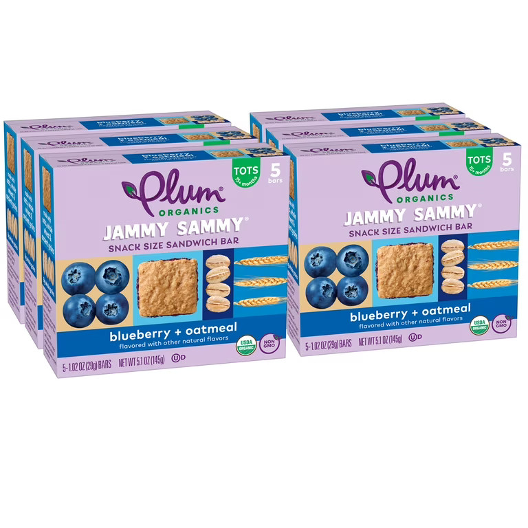 Plum Organics Jammy Sammy Blueberry & Oatmeal, 5.1oz (6 Packs of 5) | Walmart (US)