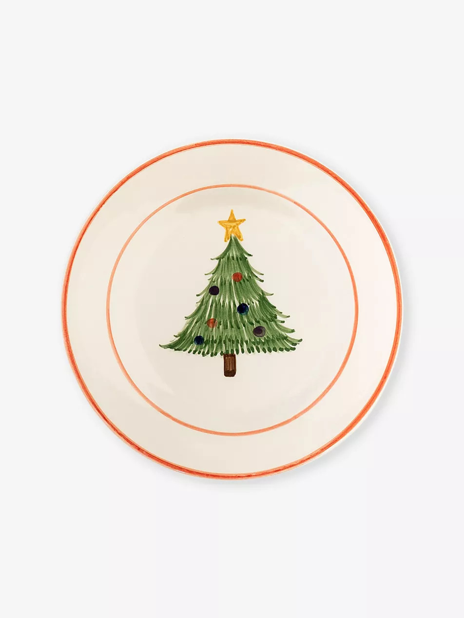 Christmas tree terracotta breakfast plate 22 x 22cm | Selfridges