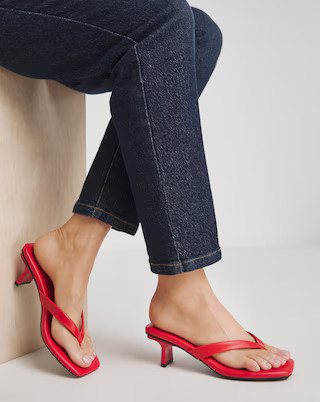 Clarity Toe Post Kitten Heels Wide E Fit | Simply Be (UK)