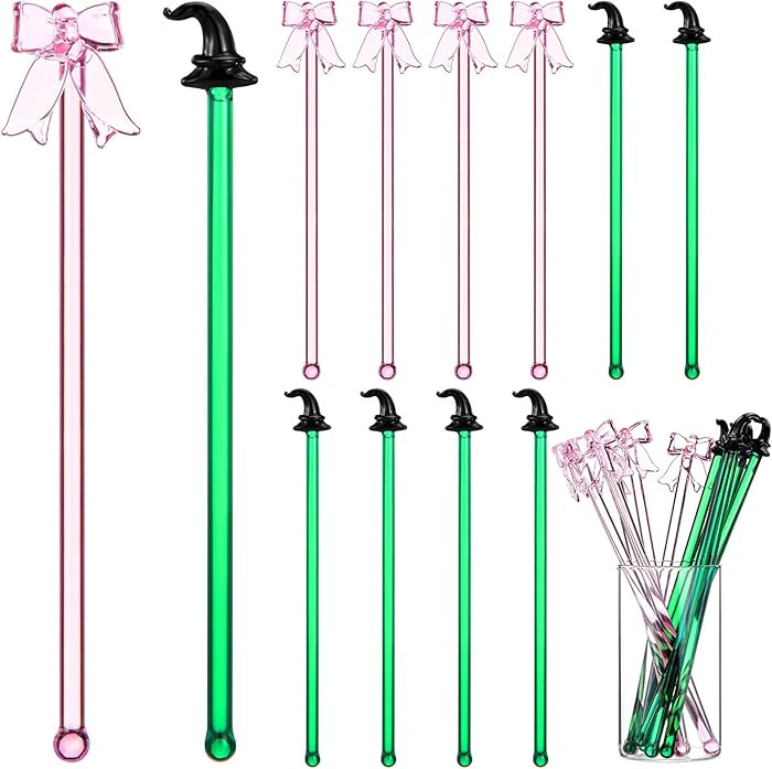 Tessco for you 12 Pcs Pink Bow Swizzle Sticks Glass Cocktail Swizzle Sticks Coffee and Cocktail S... | Amazon (US)