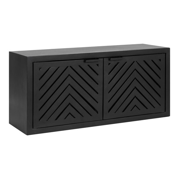 Kate and Laurel Mezzeta Decorative 2-Door Wall Cabinet, 30 x 10 x 14, Black, Decorative Modern St... | Walmart (US)