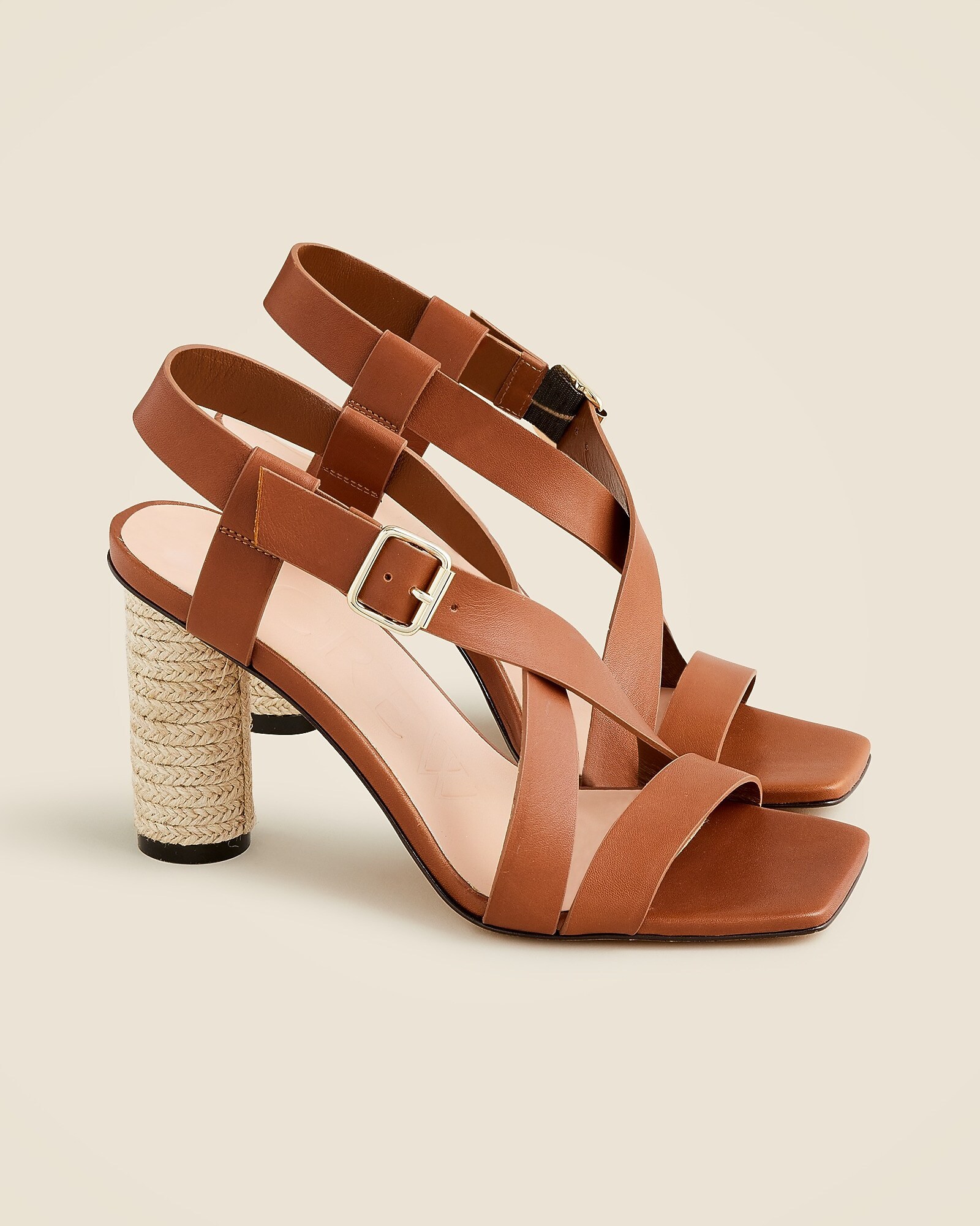 Rounded rope-heel sandals in leather | J. Crew US
