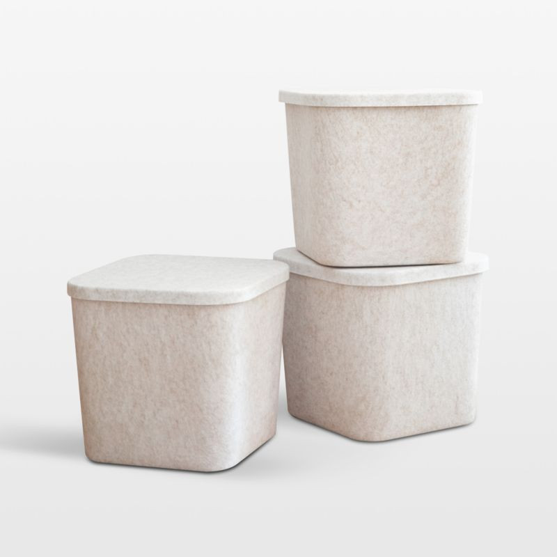 Sortjoy Original Stone Sculpted Storage Bin with Lid | Crate & Barrel | Crate & Barrel