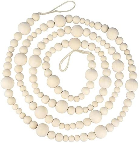 LJY&V Wood Bead Garland Without Tassels, 7.38ft Rustic Wooden Beads Garland Wall Hanging for Coun... | Amazon (US)