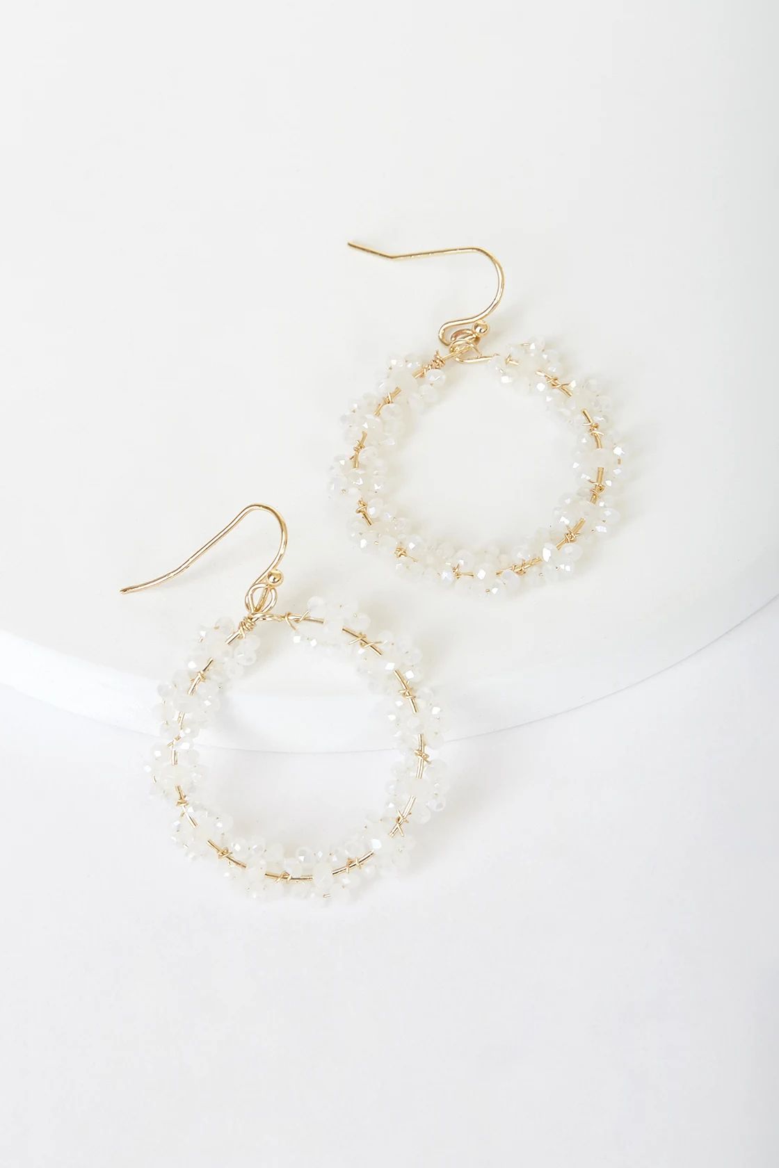 Blossom Out White and Gold Beaded Hoop Earrings | Lulus (US)