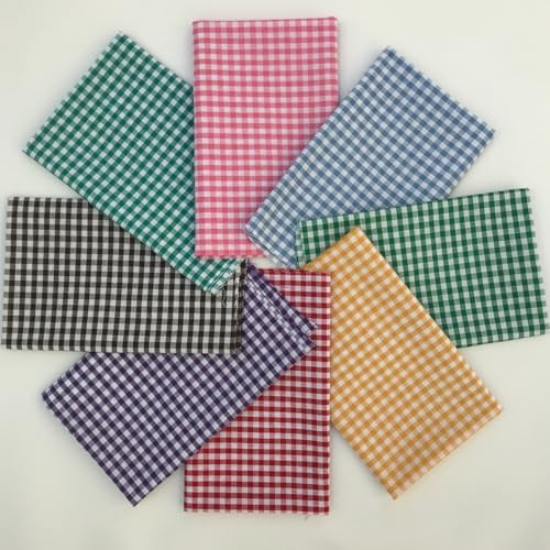 8 Pcs 18x22 Inch Gingham Fat Quarter Fabric Precut 130GSM Cotton Check for Sewing Crafting Homesp... | Amazon (US)