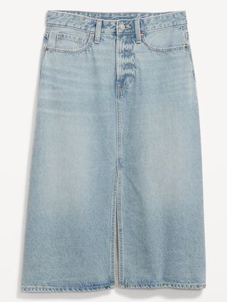 Extra High-Waisted Front-Slit Jean Midi Skirt for Women | Old Navy (US)