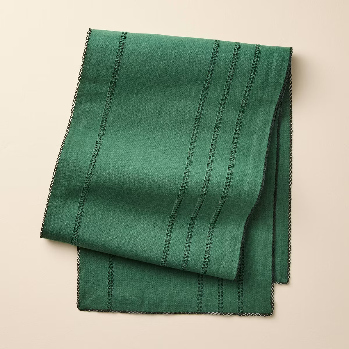 72"x14" Tonal Trim Table Runner Green - Hearth & Hand™ with Magnolia | Target