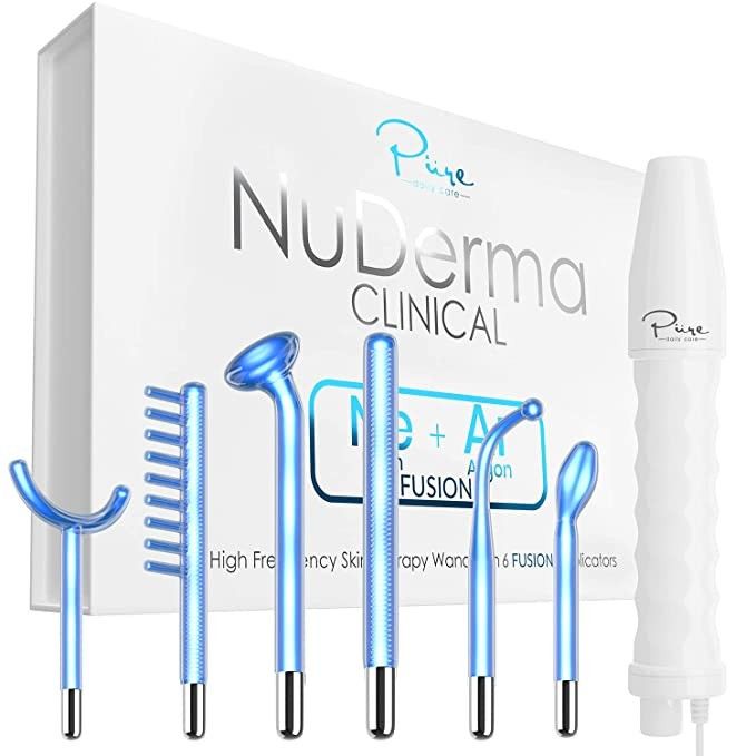 NuDerma Clinical Skin Therapy Wand - Portable High Frequency Skin Therapy Machine w 6 Fusion Neon... | Amazon (US)