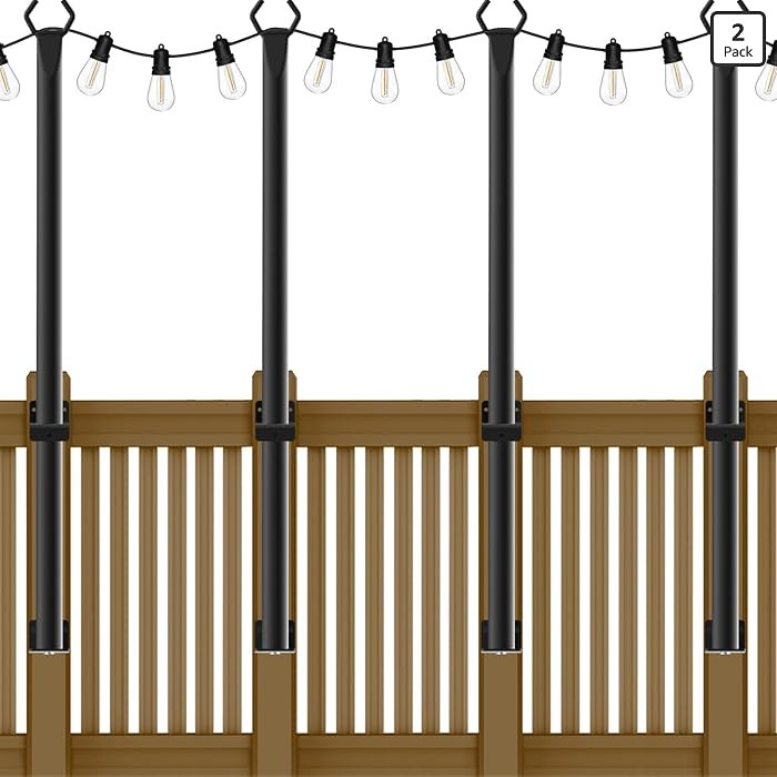 4 Pack String Light Poles,5Ft Metal Poles for Outdoor String Lights,Outdoor Light Poles with Post... | Amazon (US)
