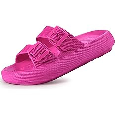 Weweya Sandals for Women and Men - Pillow Slippers - Double Buckle Adjustable Slides - EVA Flat S... | Amazon (US)