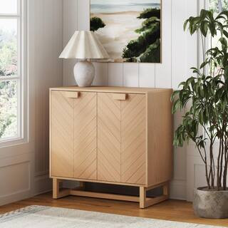 Nathan James Enloe Raw Oak Solid Wood 31 in. Modern Sideboard Accent Cabinet with Freestanding Ba... | The Home Depot
