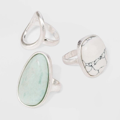 Mixed Semi-Precious Stone Ring Set - Universal Thread™ 8/7 | Target