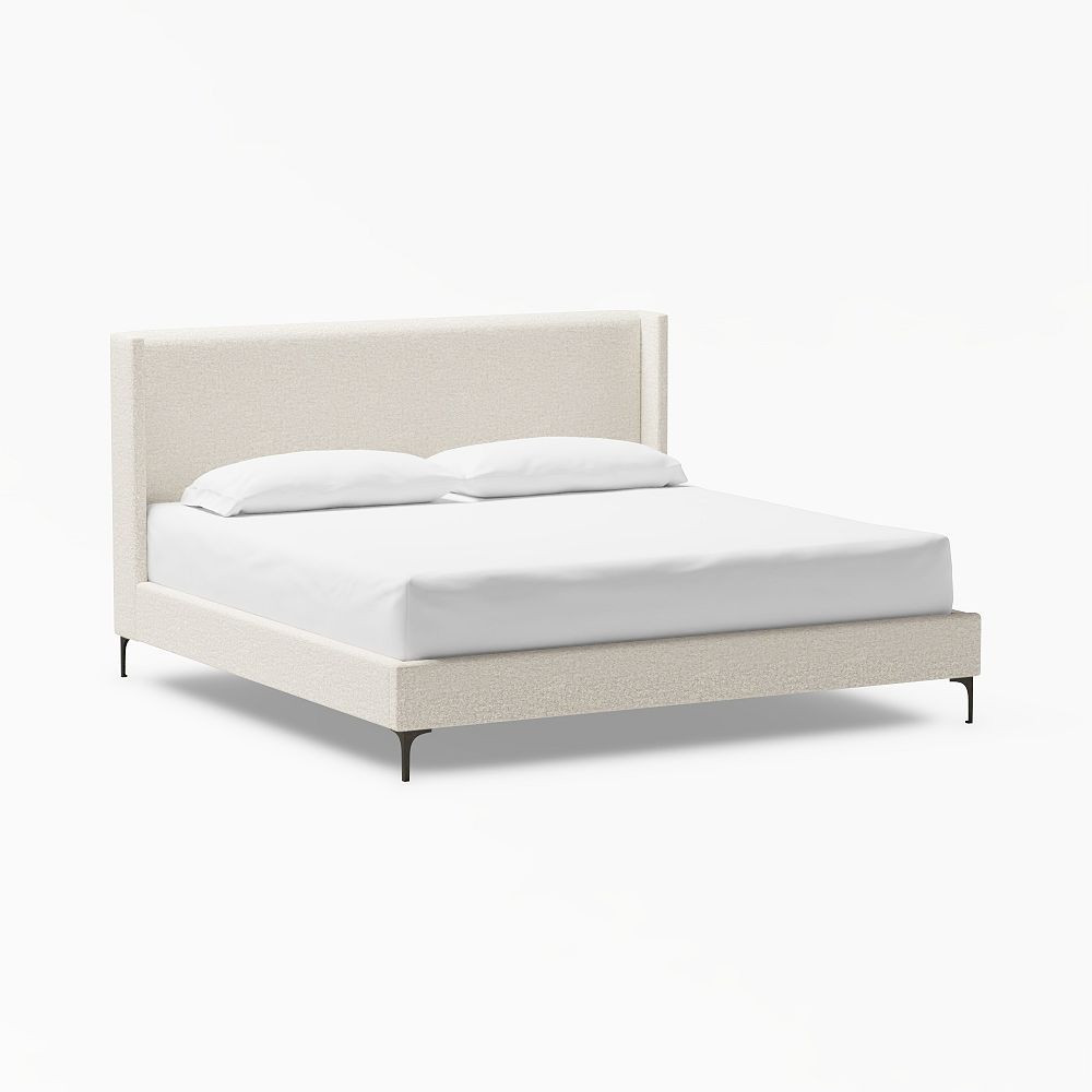 Jake Upholstered Bed, Tweed Ivory, King | Pottery Barn Teen