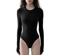 PUMIEY Women's Crew Neck Long Sleeve Bodysuit Sexy Tops Sharp Collection | Amazon (US)
