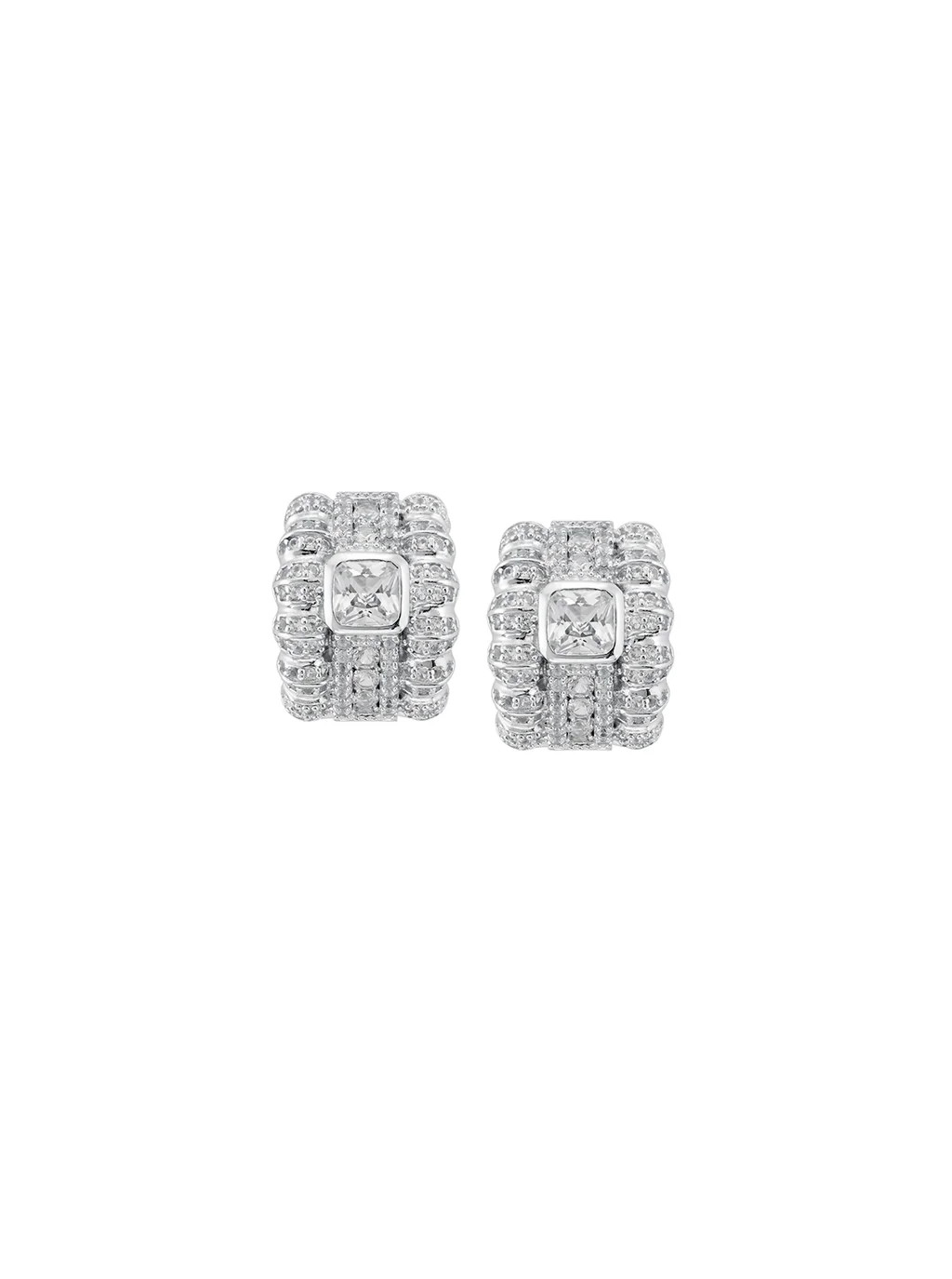 PETITE CRAWFORD ASSCHER CUT EARRINGS, SILVER | Dorsey