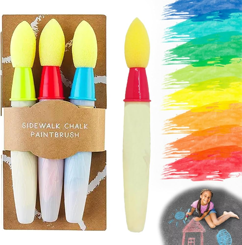 Sidewalk Chalk Paint Brush, Red/Pink Paint Brush Chalk Set, Sidewalk ChalkArtist Paintbrush with ... | Amazon (US)