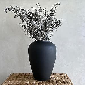 Ceramic Black Vase Home Decor, Terracotta Flower Vase Modern Trendy Black Vase, Minimalist Farmho... | Amazon (US)