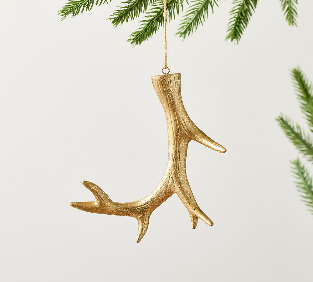 Mercury Gold Antler Ornament | Pottery Barn (US)