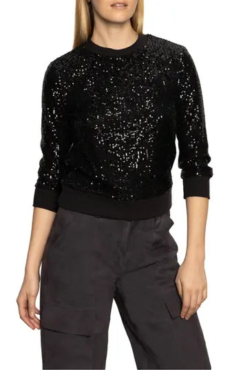 Sanctuary Relaxed Sparkle Knit Top in Black at Nordstrom Rack, Size X-Small P | Nordstrom Rack